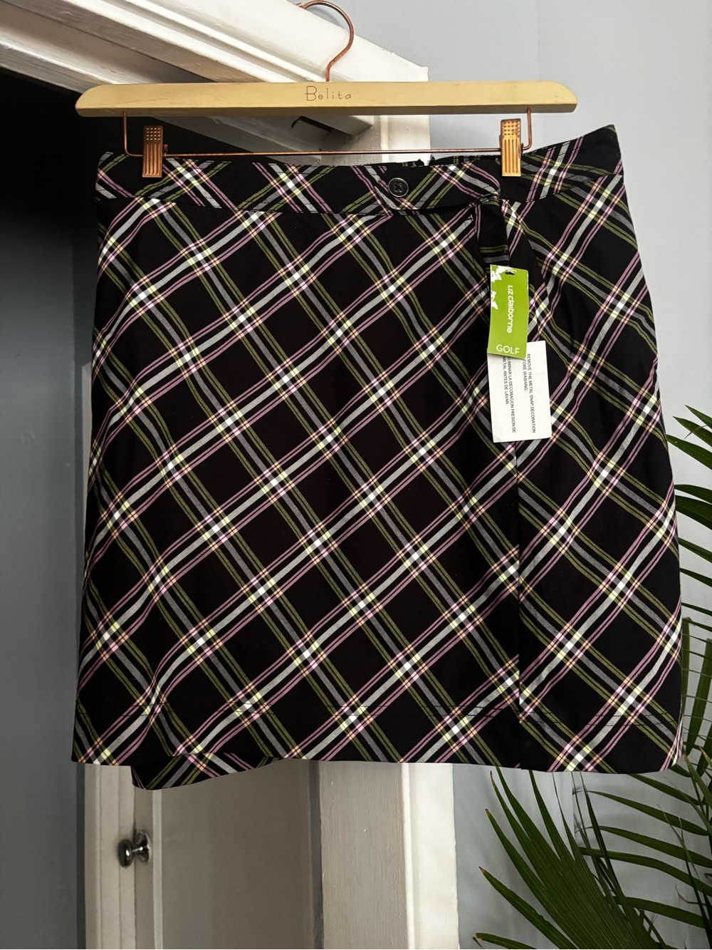 Liz Claiborne Golf Women's Plaid Stretch Skort w/ Pockets Size 18